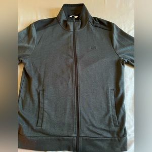 Calvin Klein Sweater Mens Large Black Gray Fleece Full Zip No Hood